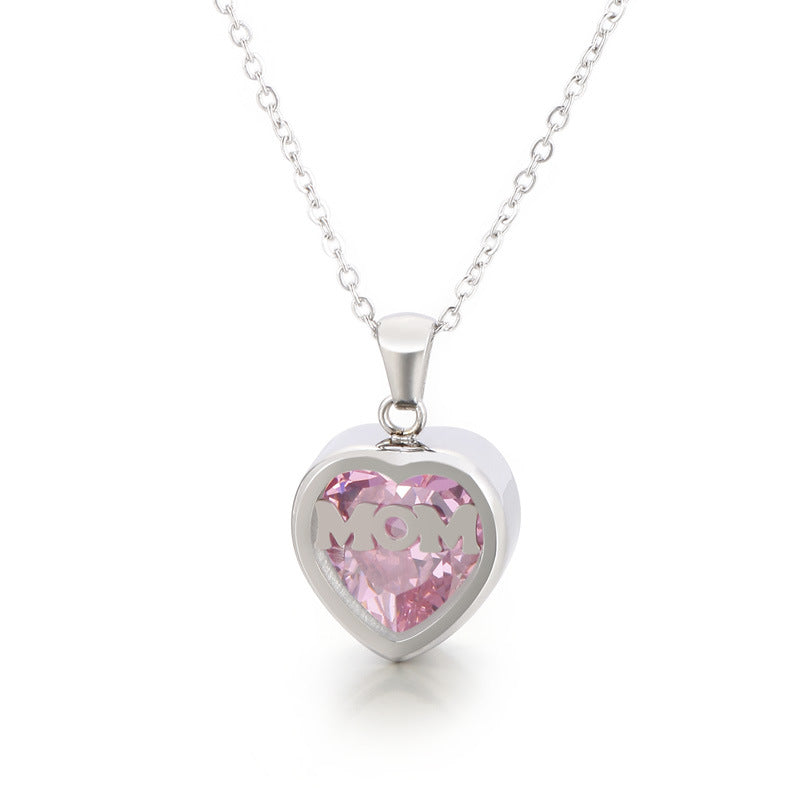 Wholesale new mother's day gift stainless steel heart-shaped necklace